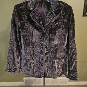 Laura Ashley Plush Velvet Jacket in Deep Plum